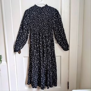 A New Day dress long sleeve smocked bodice black L